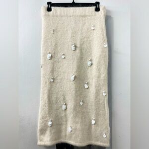 ZARA SEQUIN ALPACA BLEND KNIT SKIRT ECRU. S